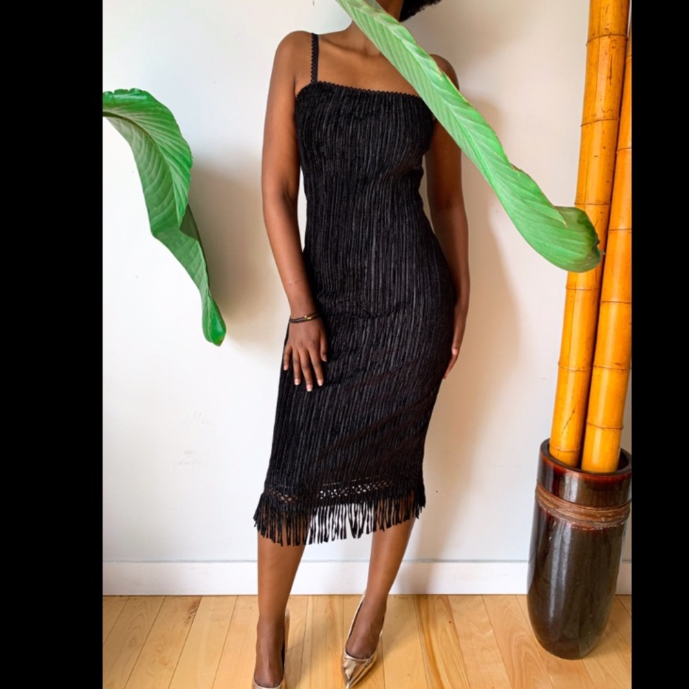 Vintage Black Fringed Dress